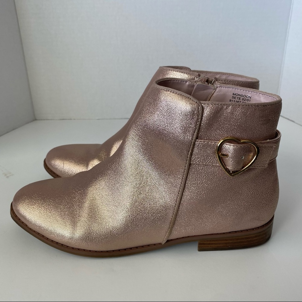 Penny Heart Buckle Shimmer Girls Pink Ankle boots, Size 5